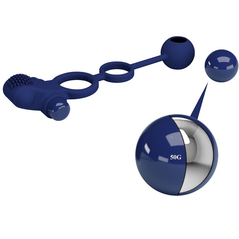 PRETTY LOVE - REMINGTON DOUBLE VIBRATING RING WITH PLUG BLUE - Afbeelding 2