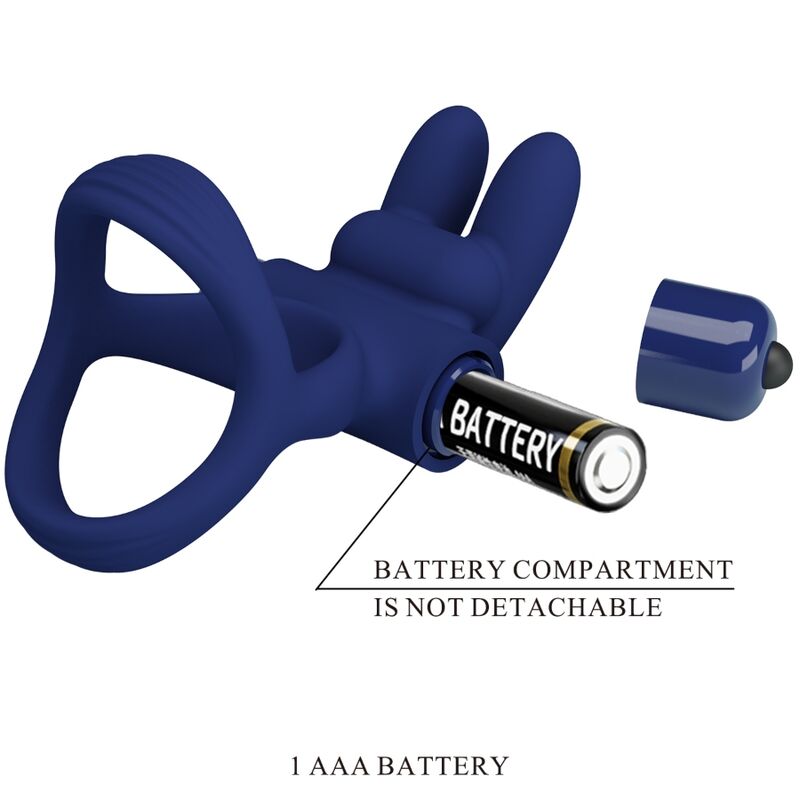 PRETTY LOVE - FRANCISCO DOUBLE VIBRATING RING RABBIT BLUE - Afbeelding 7