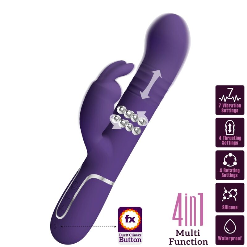 PRETTY LOVE - COALE RABBIT VIBRATOR 4 IN 1 PURPLE - Afbeelding 10