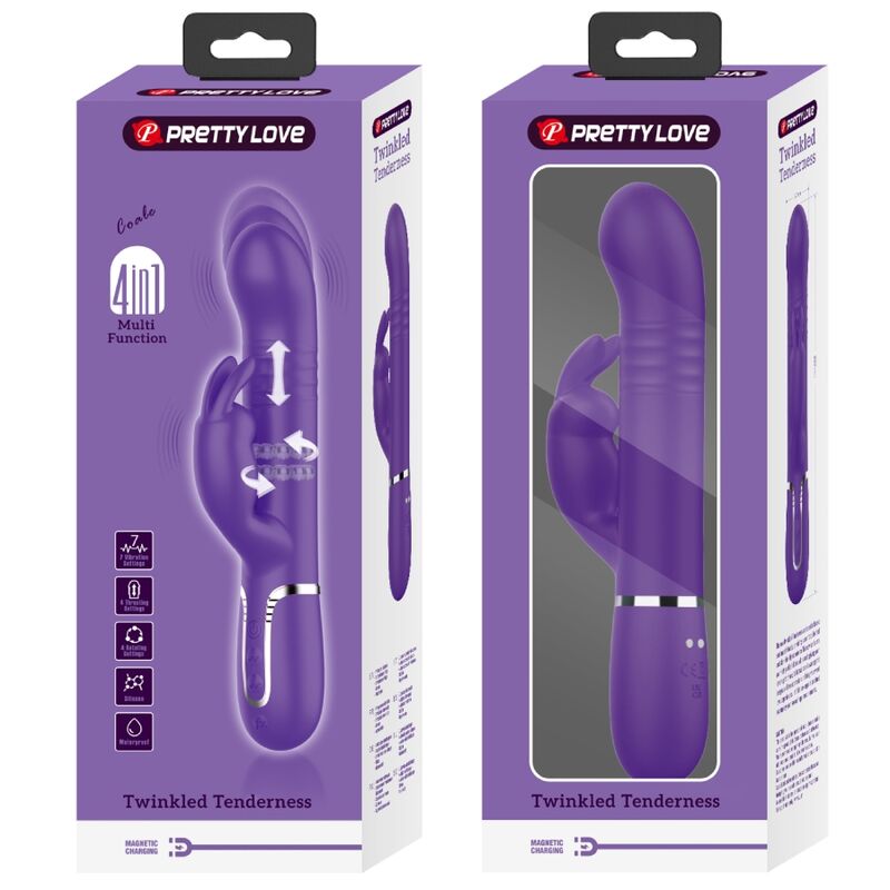 PRETTY LOVE - COALE RABBIT VIBRATOR 4 IN 1 PURPLE - Afbeelding 9