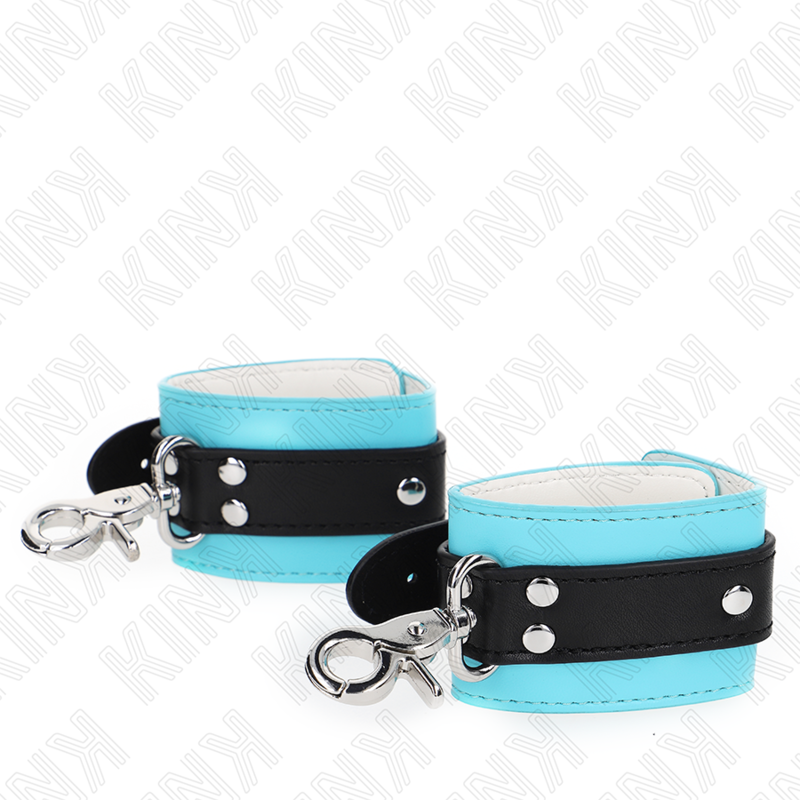 KINK - PREMIUM LOCKABLE WRIST RESTRAINTS BLACK / BLUE ADJUSTABLE 21-28 CM X 5.5 CM - Afbeelding 2