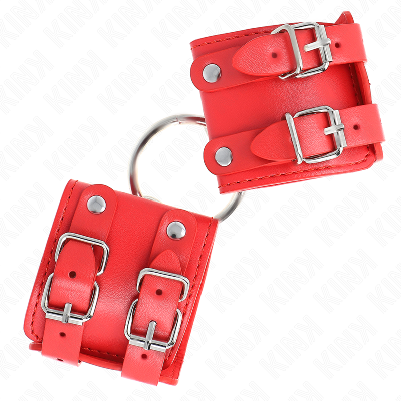 KINK - FIXED WRIST RESTRAINTS WITH RING AND STUDS ADJUSTABLE RED 17-22 CM X 6.5 CM - Afbeelding 2