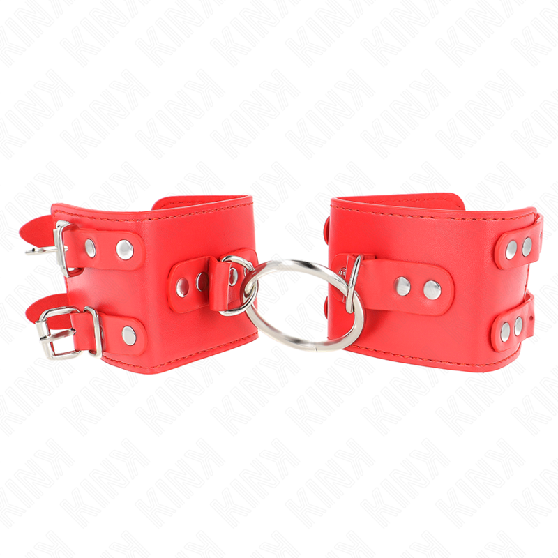 KINK - FIXED WRIST RESTRAINTS WITH RING AND STUDS ADJUSTABLE RED 17-22 CM X 6.5 CM - Afbeelding 4