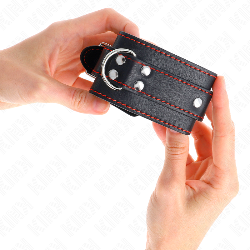 KINK - WRIST RESTRAINTS BLACK WITH RED LINING ADJUSTABLE 20-28 CM X 5.5 CM - Afbeelding 4