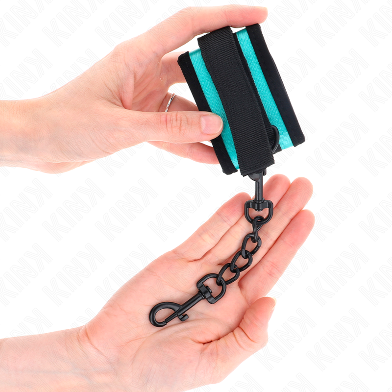 KINK - HOOK AND LOOP NYLON BIND WRIST RESTRAINTS BLACK-BLUE ADJUSTABLE 18-32 CM X 5 CM - Afbeelding 4