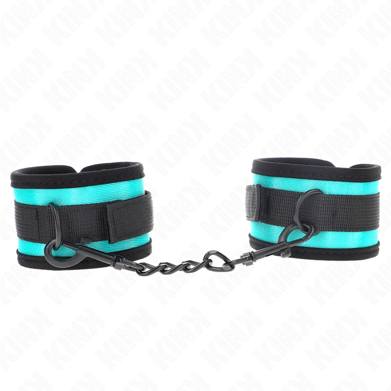 KINK - HOOK AND LOOP NYLON BIND WRIST RESTRAINTS BLACK-BLUE ADJUSTABLE 18-32 CM X 5 CM - Afbeelding 2