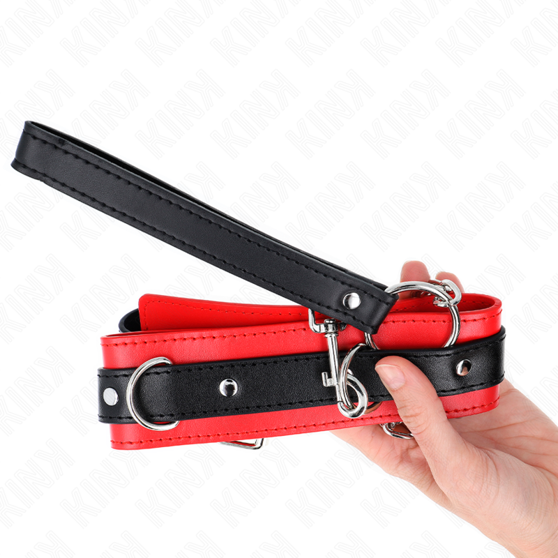 KINK - BASIC MODEL COLLAR WITH LEASH 65 CM MODEL 3 RED 53 X 5 CM - Afbeelding 3