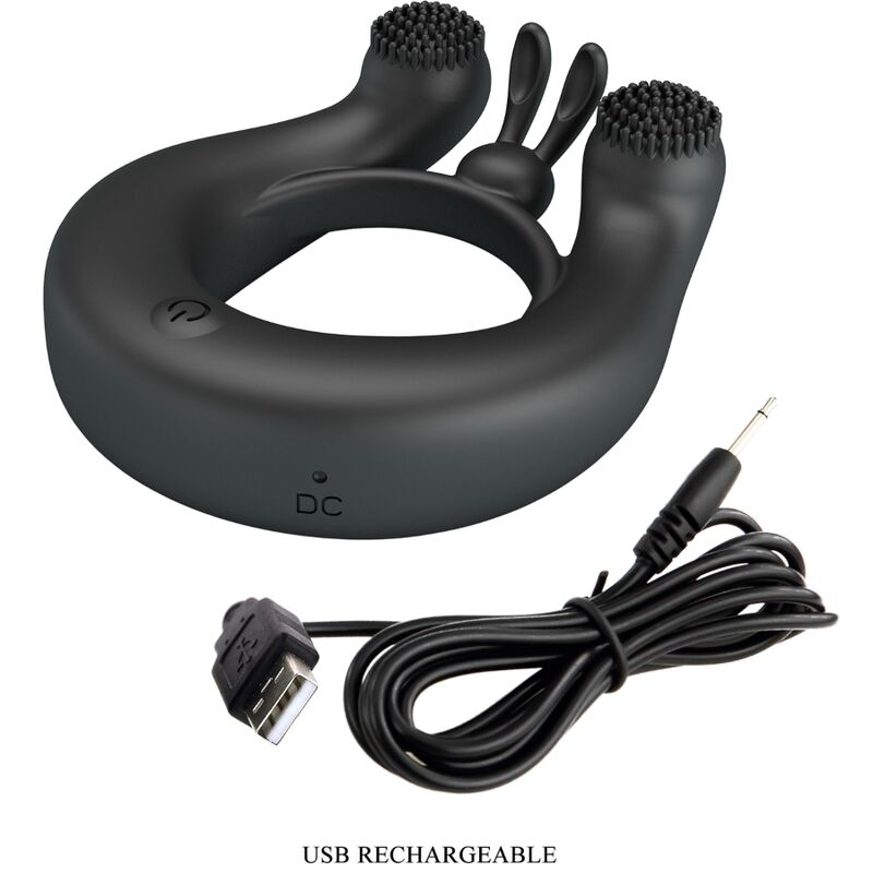 PRETTY LOVE - DAHLIA VIBRATING RING + CLITORIS STIMULATOR 12 VIBRATIONS BLACK - Afbeelding 8