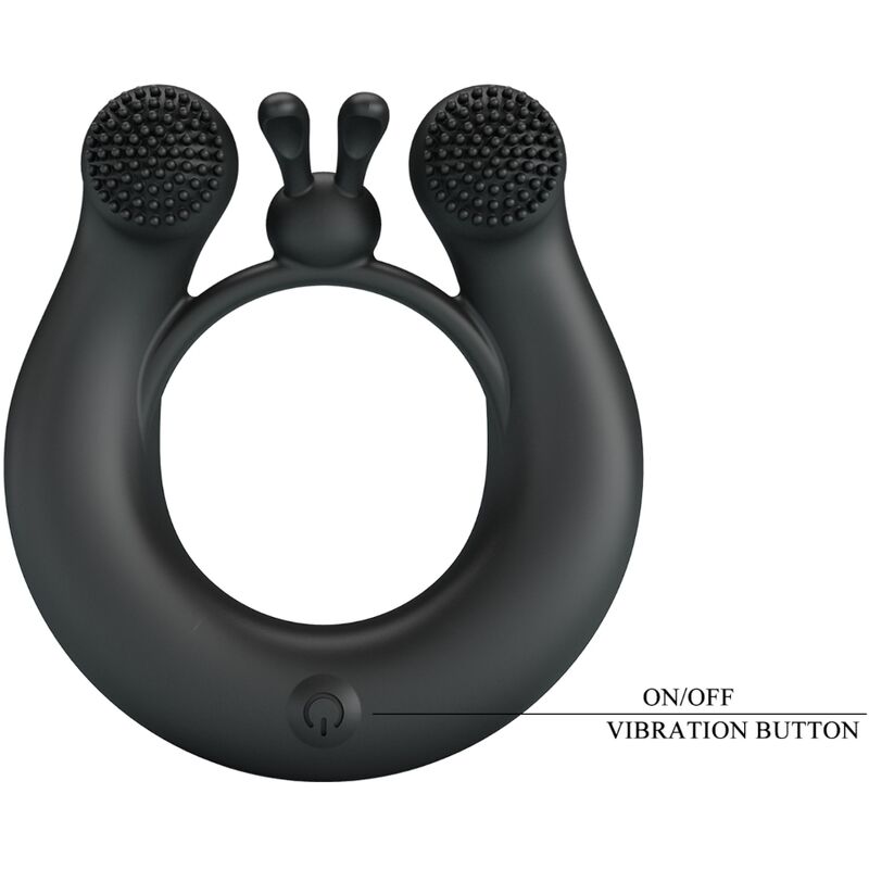 PRETTY LOVE - DAHLIA VIBRATING RING + CLITORIS STIMULATOR 12 VIBRATIONS BLACK - Afbeelding 7