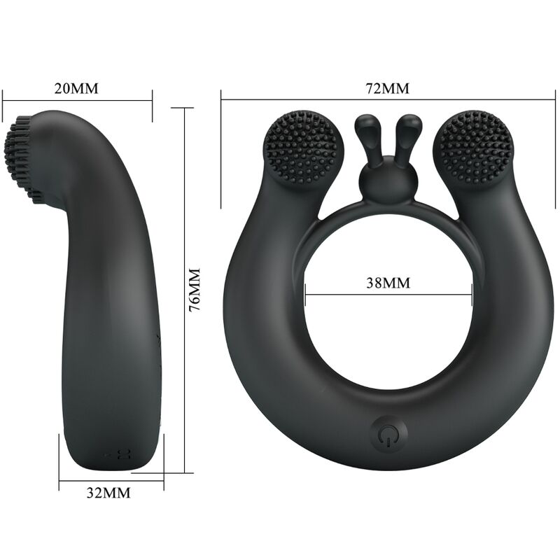 PRETTY LOVE - DAHLIA VIBRATING RING + CLITORIS STIMULATOR 12 VIBRATIONS BLACK - Afbeelding 4
