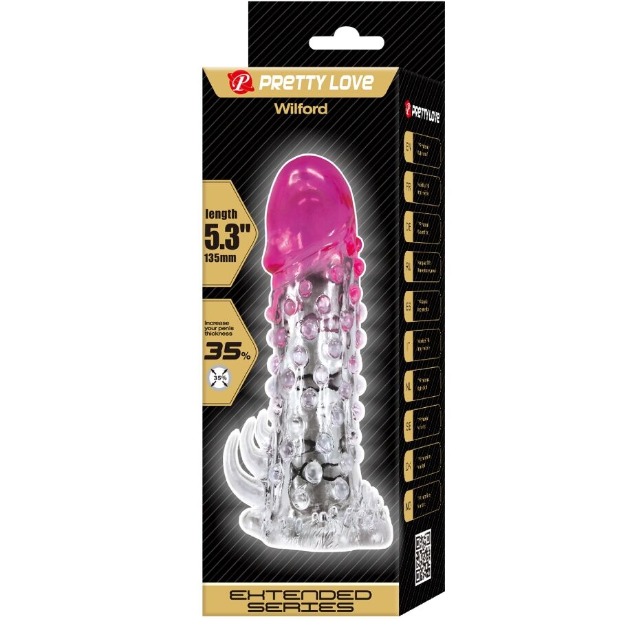 PRETTY LOVE - WILFORD REALISTIC ENLARGEMENT SHEATH WITH EMBOSSED PENIS PINK - Afbeelding 6