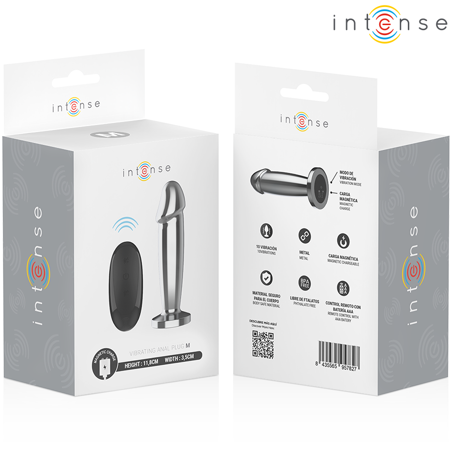 INTENSE - ANAL PLUG 10 VIBRATIONS METAL DILDO WITH REMOTE CONTROL M - Afbeelding 7