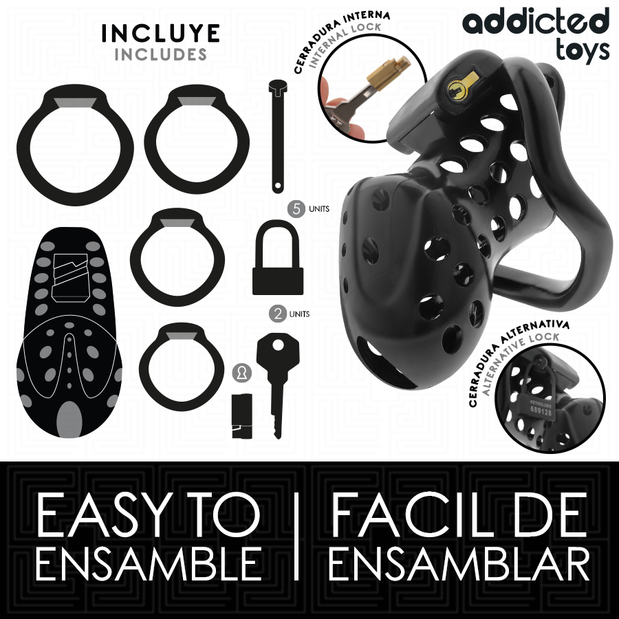 ADDICTED TOYS LOCKED - CHAINED HOLLOW PENIS CAGE 10.5 CM - Afbeelding 3