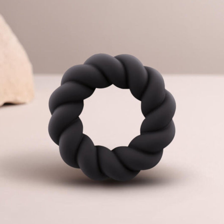 ROCKS-OFF - TWIST BLACK SILICONE MASTURBATOR RING - Afbeelding 4