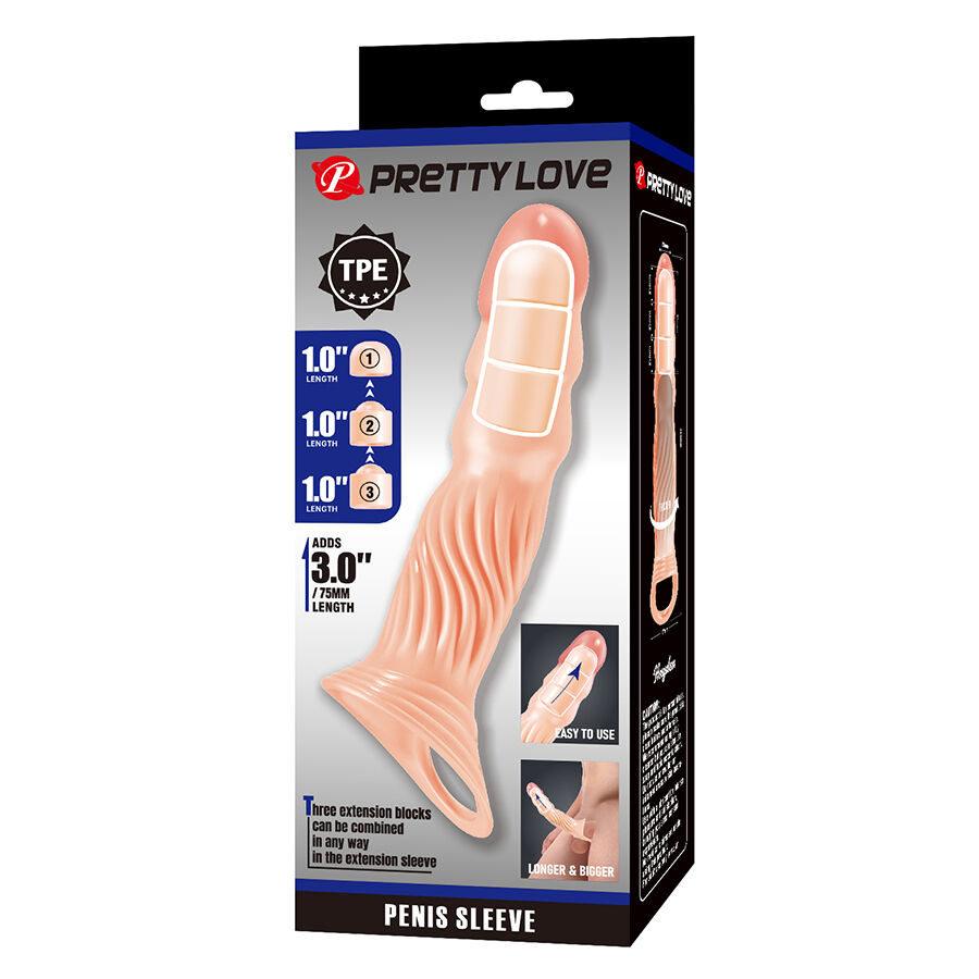 PRETTY LOVE - TEXTURED PENIS SHEATH WITH EXTENDERS - Afbeelding 5