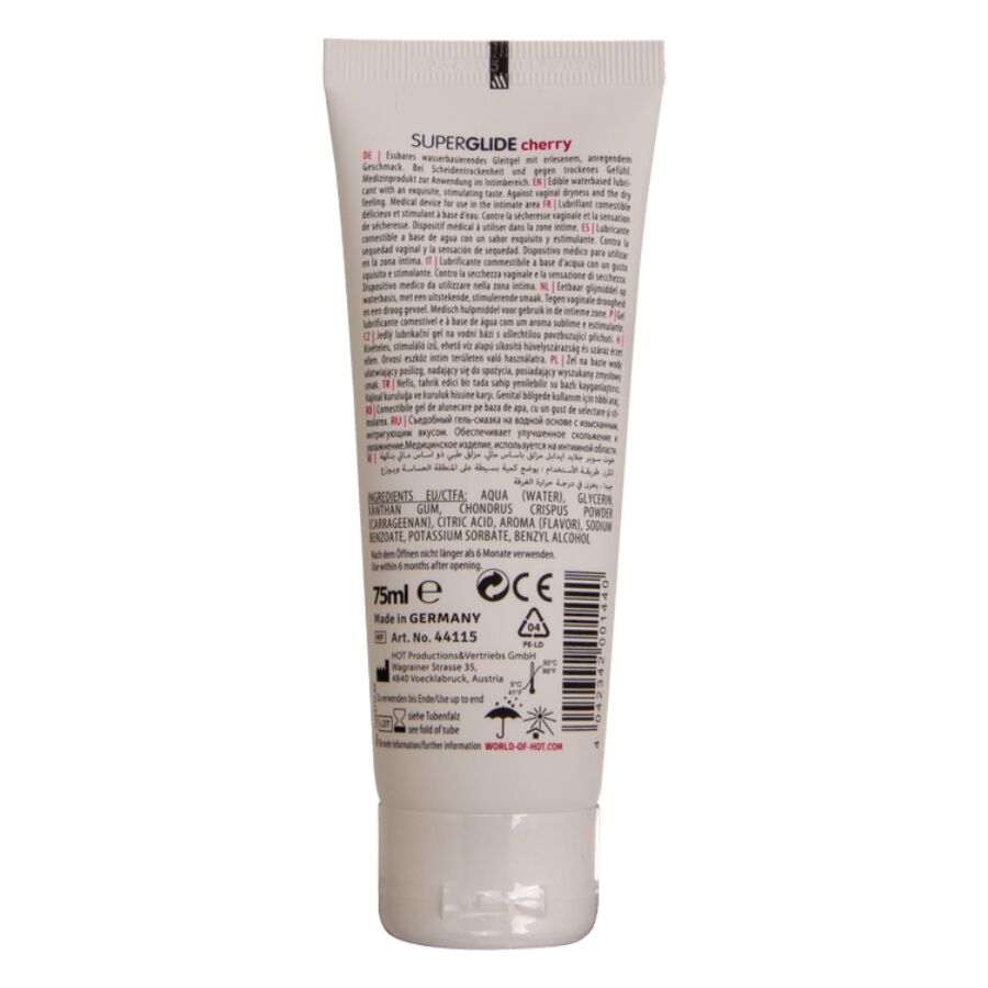 HOT - SUPERGLIDE EDIBLE LUBRICANT WATERBASED CHERRY 75 ML - Afbeelding 2