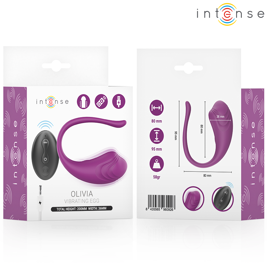 INTENSE - OLIVIA PURPLE VIBRATING EGG WITH REMOTE CONTROL - Afbeelding 3