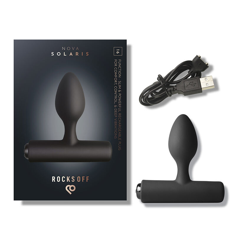 ROCKS-OFF - NOVA SOLARIS RECHARGEABLE SLIM & POWERFUL ANAL PLUG 16 FUNCTION BLACK - Afbeelding 6