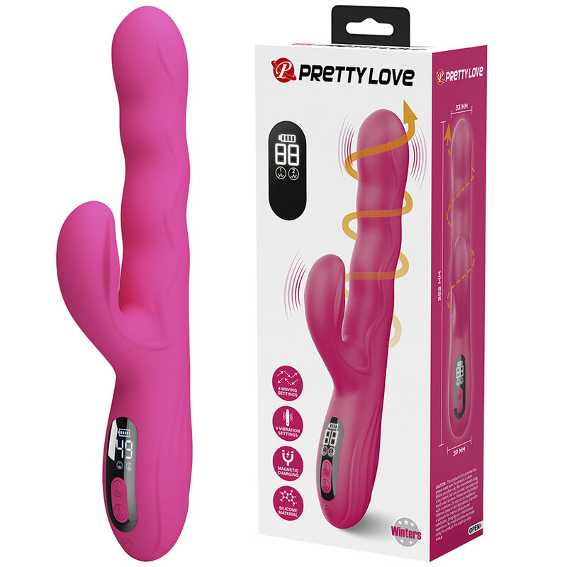PRETTY LOVE - WINTERS MULTIFUNCTION RABBIT VIBRATOR WITH LED DISPLAY PINK - Afbeelding 10