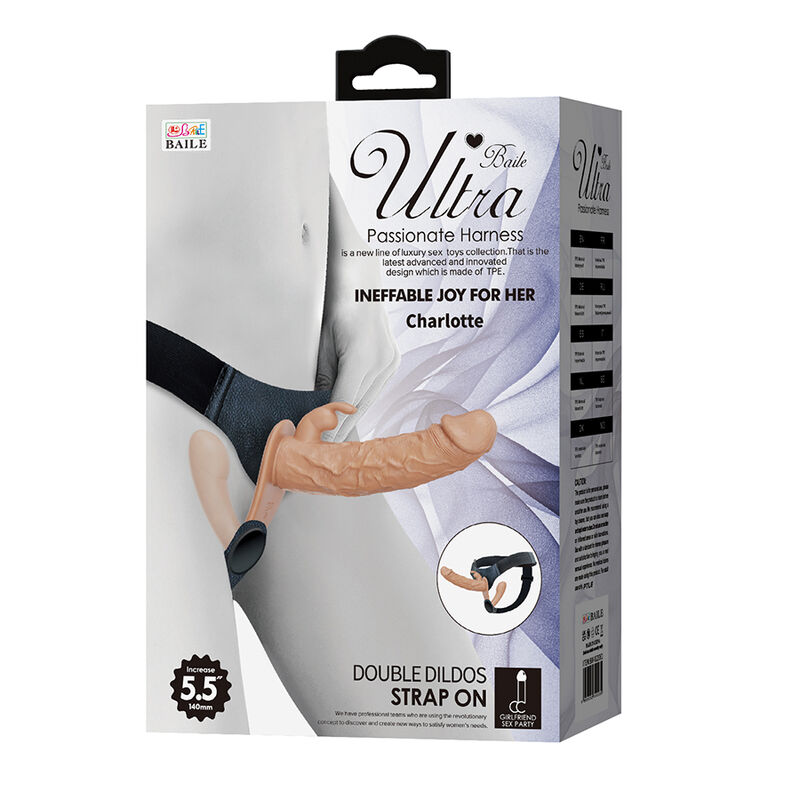 BAILE - CHARLOTTE HOLLOW DOUBLE PENETRATION STRAP-ON FLESH - Afbeelding 2