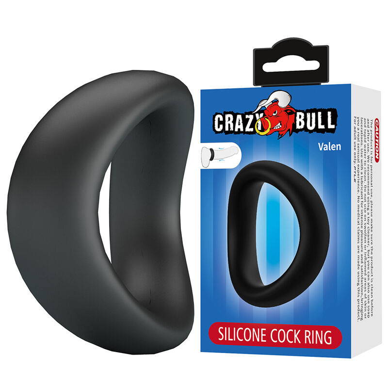 CRAZY BULL - VALEN ERGONOMIC SILICONE COCK RING BLACK - Afbeelding 2