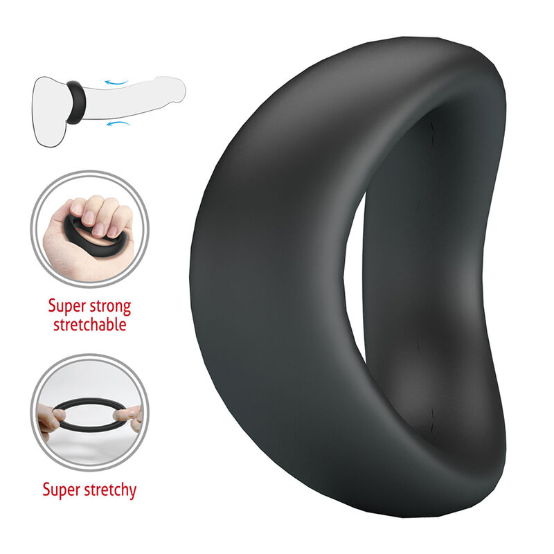 CRAZY BULL - VALEN ERGONOMIC SILICONE COCK RING BLACK - Afbeelding 7