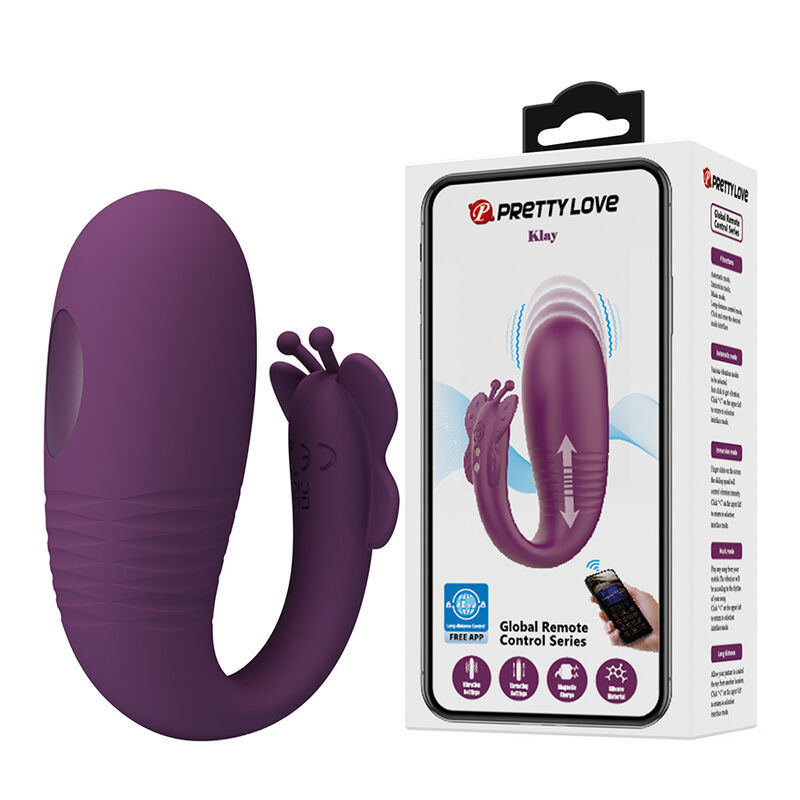 PRETTY LOVE - KLAY THRUSTING EGG VIBRATOR APP CONTROL PURPLE - Afbeelding 2
