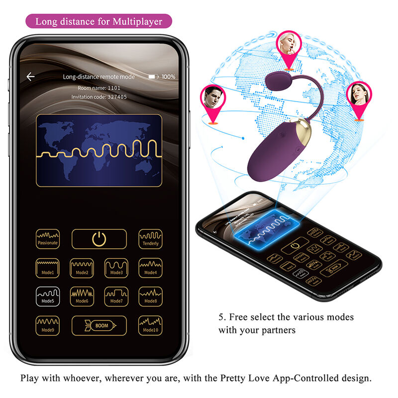 PRETTY LOVE - KLAY THRUSTING EGG VIBRATOR APP CONTROL PURPLE - Afbeelding 8