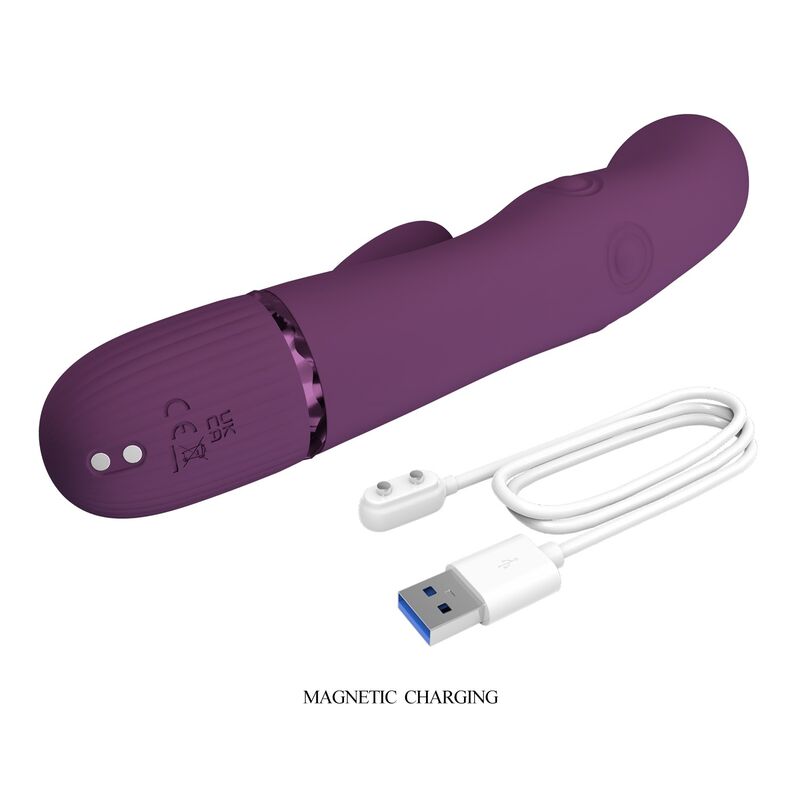 PRETTY LOVE - ZACH RECHARGEABLE THRUSTING RABBIT VIBRATOR 5+5 FUNCTIONS - Afbeelding 4