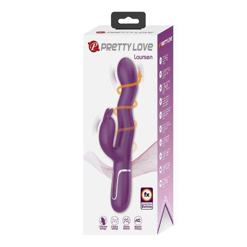 PRETTY LOVE - LOURSEN RABBIT VIBRATOR WITH THRUSTING MOTION AND 7 VIBRATIONS USB RECHARGEABLE PURPLE - Afbeelding 4