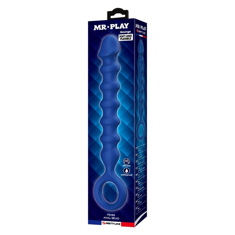 MR PLAY - BLUE SILICONE ANAL BEADS & ANAL PLUG -Ø- 3,4 CM - 28.5 CM - Afbeelding 7