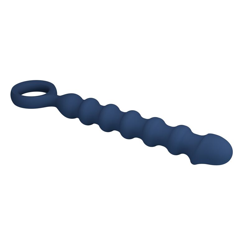 MR PLAY - BLUE SILICONE ANAL BEADS & ANAL PLUG -Ø- 3,4 CM - 28.5 CM - Afbeelding 2