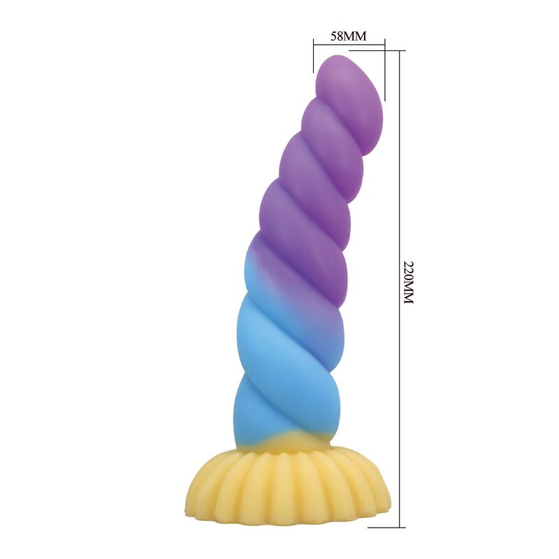 POWER MONSTERS - UNICORN TRICOLOR FANTASY SILICONE DILDO 22 CM Ø 5 CM - Afbeelding 6