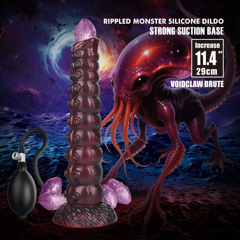 POWER MONSTERS - VOIDCLAW BRUTE BICOLOR INFLATABLE FANTASY SILICONE DILDO 29 CM Ø 5.7 CM - Afbeelding 9