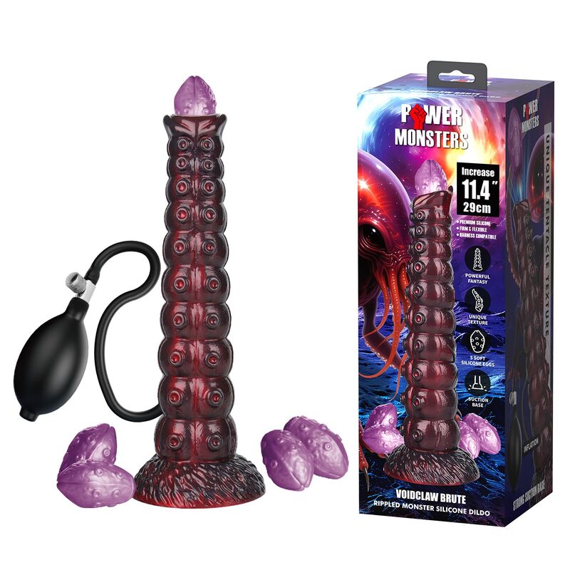POWER MONSTERS - VOIDCLAW BRUTE BICOLOR INFLATABLE FANTASY SILICONE DILDO 29 CM Ø 5.7 CM - Afbeelding 8