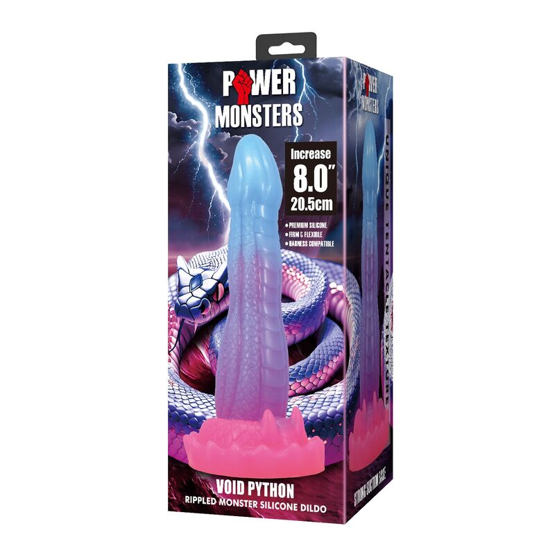 POWER MONSTERS - VOID PYTHON FANTASY DILDO WITH SUCTION CUP 20.5 CM Ø 5.2 CM BLUE, PURPLE & PINK - Afbeelding 4