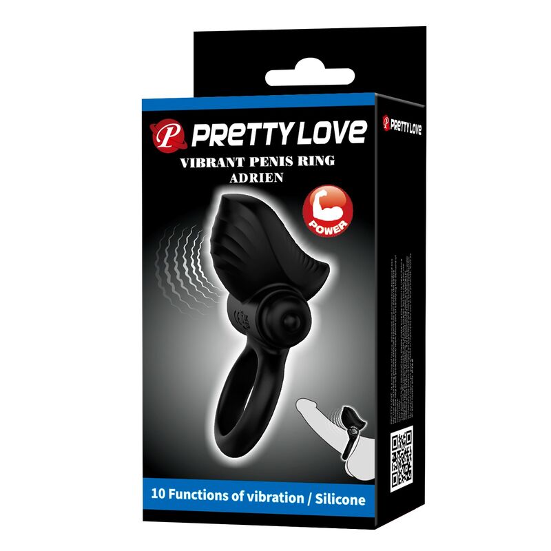 PRETTY LOVE - ADRIEN VIBRATING PENIS RING 10 FUNCTIONS BLACK - Afbeelding 2