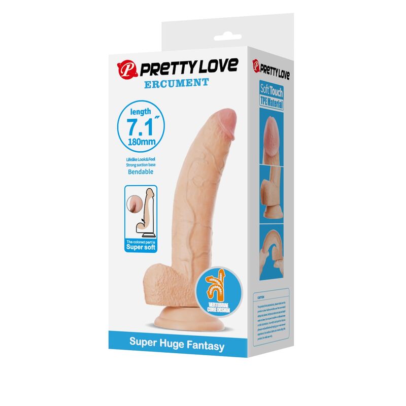 PRETTY LOVE - ELLCUMENT REALISTIC FLEXIBLE DILDO 18 CM Ø 4.5 CM TPE NATURAL - Afbeelding 3