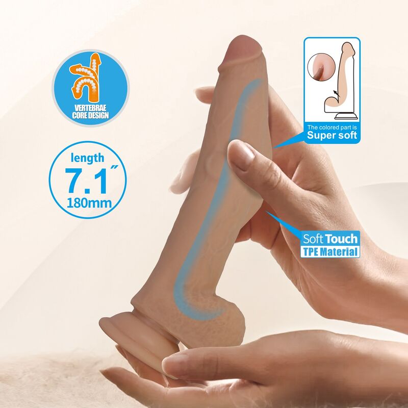 PRETTY LOVE - ELLCUMENT REALISTIC FLEXIBLE DILDO 18 CM Ø 4.5 CM TPE NATURAL - Afbeelding 7