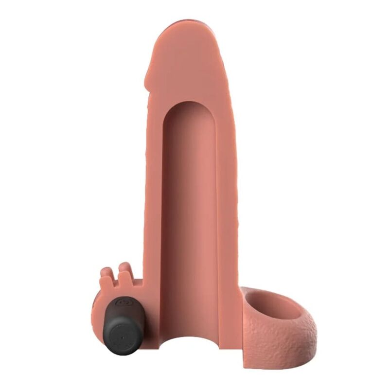 FANTASY X-TENSIONS - VIBRATING REAL FEEL 5CM PENIS EXTENSION SLEEVE BEIGE - Afbeelding 2