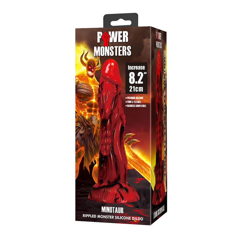 POWER MONSTERS - MINOTAUR FANTASY DILDO WITH SUCTION CUP 21 CM Ø 5 CM RED & BLACK - Afbeelding 2