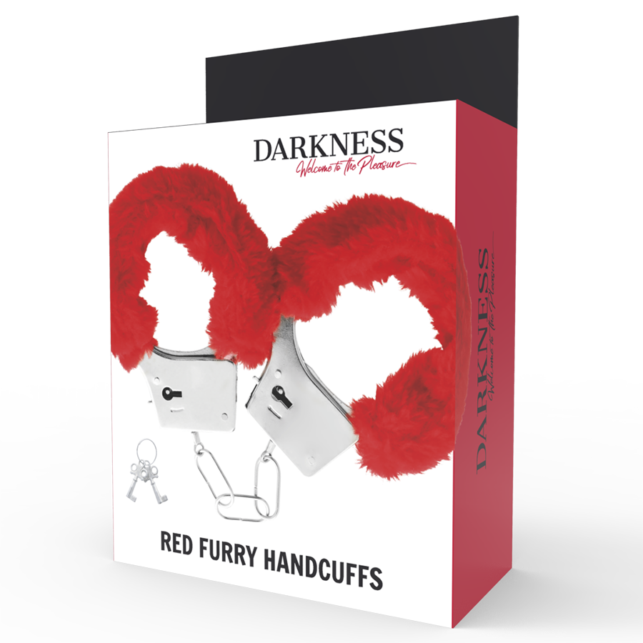 DARKNESS - RED LINED METAL HANDCUFFS - Afbeelding 2