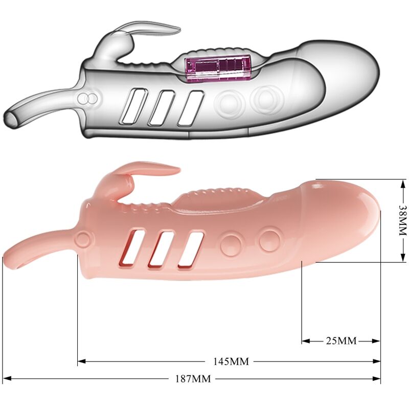 Masturbator sleeve – Pretty Love - Sloane Natural Rabbit Penis Sheath – vibrerend - Afbeelding 4