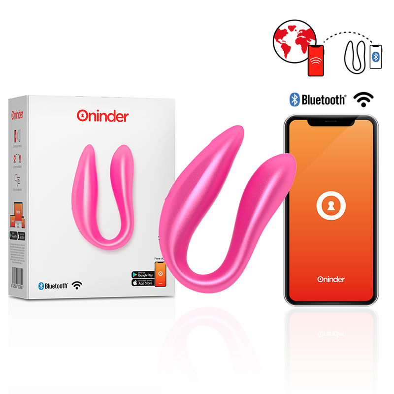 Clitoris & g-spot vibrator – ONINDER LISBOA PINK G - POINT CLITORIS STIMULATOR - FREE PINK APP – oplaadbaar, waterdicht