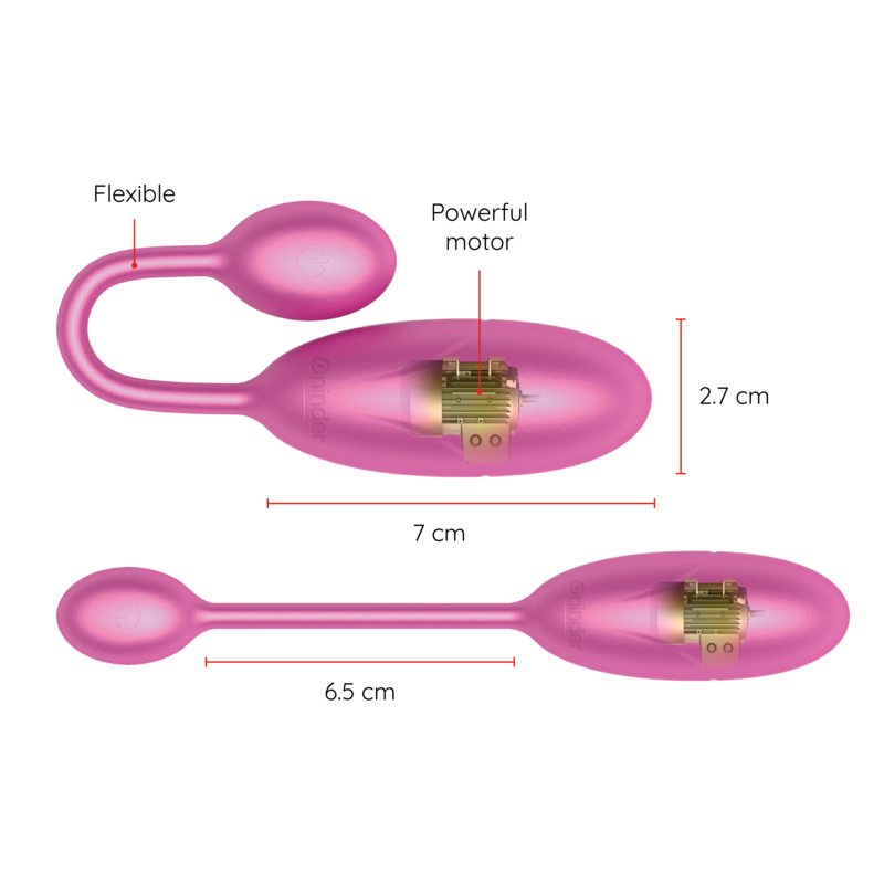 Afstandsbediening vibrator – ONINDER DENVER VIBRATING EGG PINK 7 X 2.7 CM FREE APP – 2.7 cm, oplaadbaar - Afbeelding 3