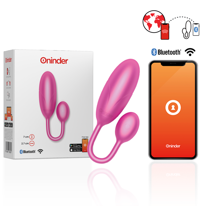 Afstandsbediening vibrator – ONINDER DENVER VIBRATING EGG PINK 7 X 2.7 CM FREE APP – 2.7 cm, oplaadbaar
