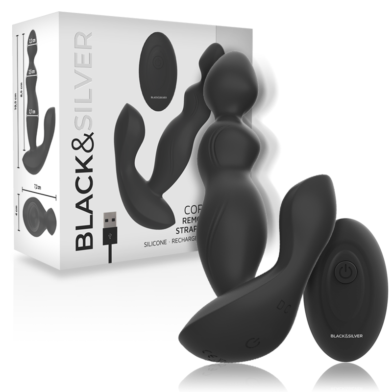 Anale toy voor mannen – BLACKSILVER - CORA ANAL PLUG SILICONE REMOTE – oplaadbaar, waterdicht