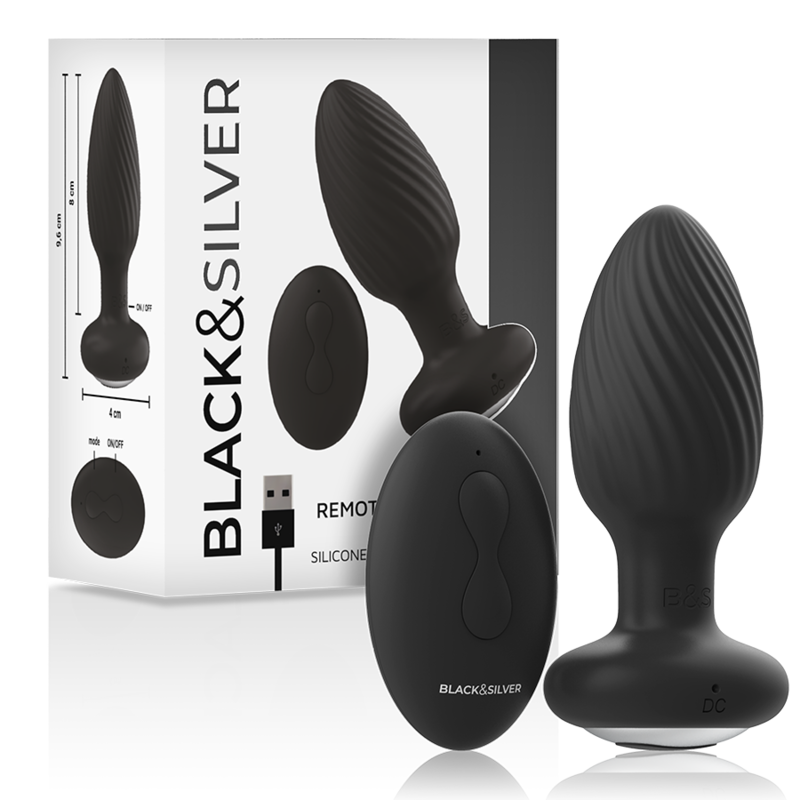 Anale toy voor mannen – BLACKSILVER - WELLS PLUG SILICONE ANAL ROTATOR – oplaadbaar, waterdicht