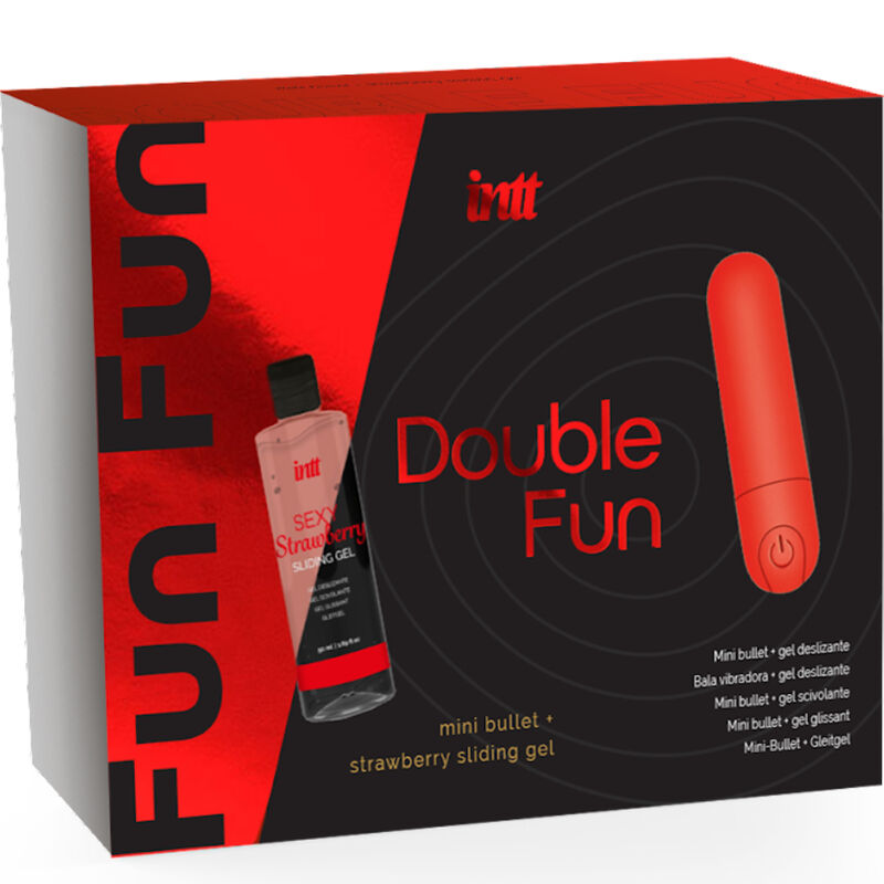 Massage set – Intt Releases – Double Fun With Vibrating Bullet & Aardbei Massage Gel – 50 ml