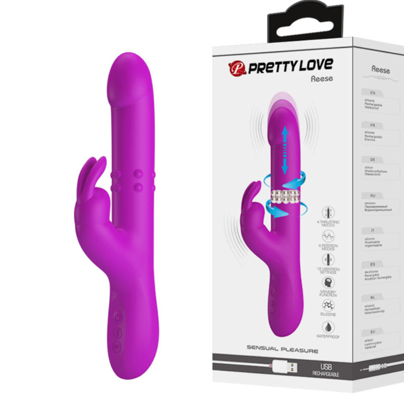 Clitoris & g-spot vibrator – PRETTY LOVE REESE VIBRATOR WITH PURPLE ROTATION – oplaadbaar, siliconen